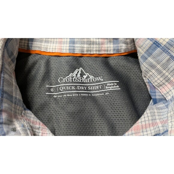 Croft Barrow Shirt Mens S Small Plaid Strip Quick Dry Short Sleeve Button Vented - Picture 3 of 5